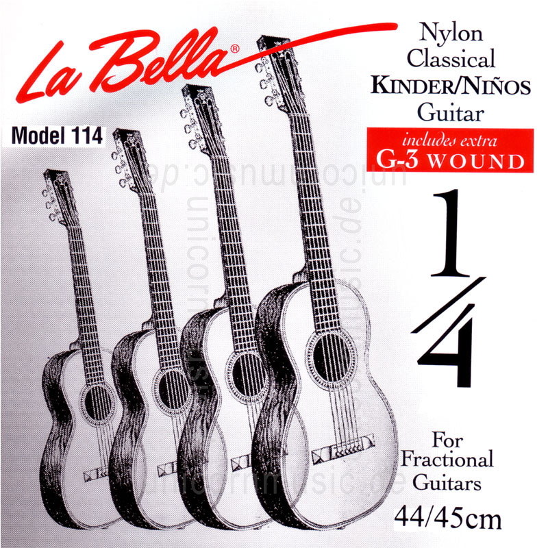 zur Artikelbeschreibung / Preis Kinder- Konzertgitarren Saiten Satz 1/8 + 1/4 - LA BELLA 114 - normal Tension