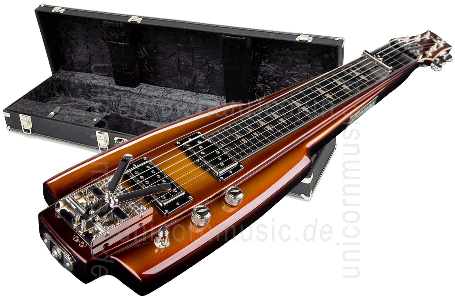 zur Artikelbeschreibung / Preis E-Gitarre DUESENBERG FAIRYTALE LAPSTEEL - Gold Burst + Custom Line Case