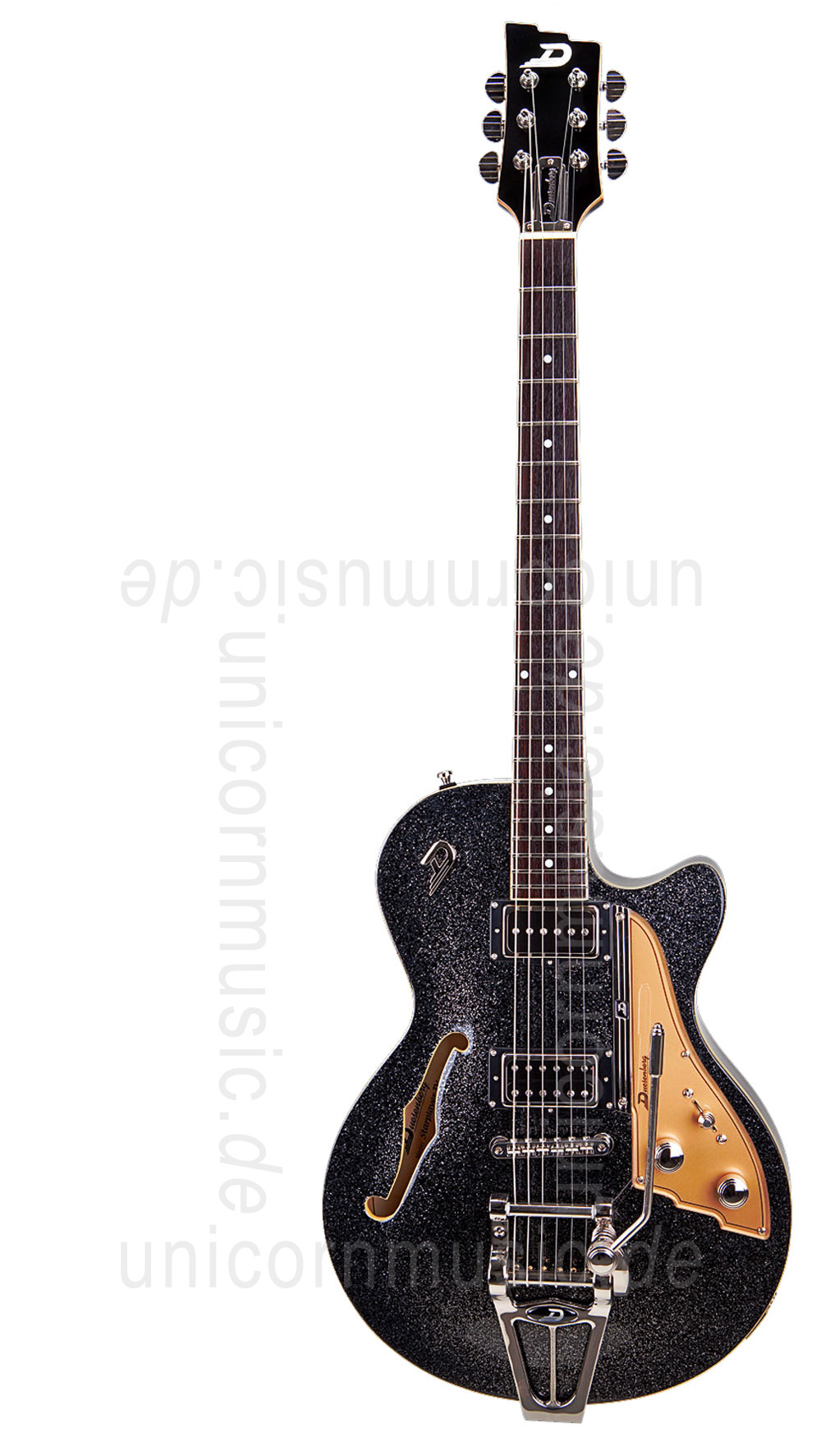 zur Artikelbeschreibung / Preis E-Gitarre DUESENBERG STARPLAYER TV - Black Sparkle + Custom Line Case