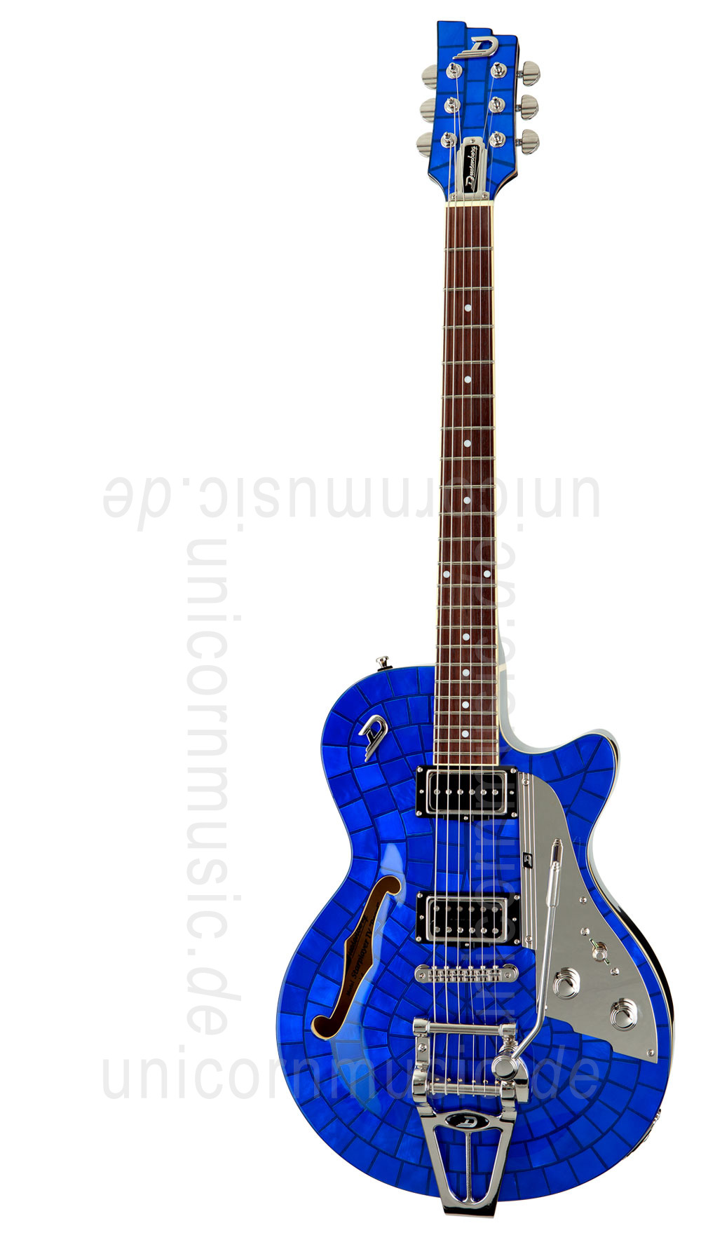 zur Artikelbeschreibung / Preis E-Gitarre DUESENBERG STARPLAYER TV - Blue Pearl LTD (Mother of Pearl) (2015) + Custom Line Case