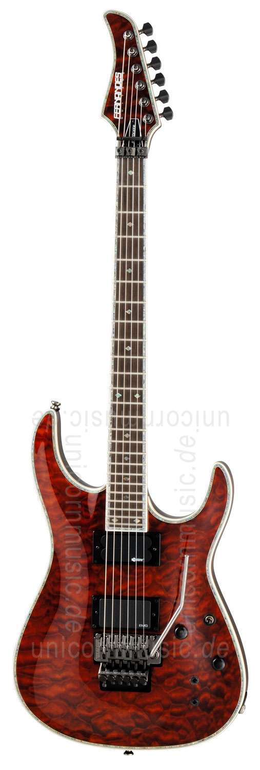 zur Artikelbeschreibung / Preis E-Gitarre FERNANDES REVOLVER ELITE - Floyd Rose - See Thru Amber - Sustainer + Tasche
