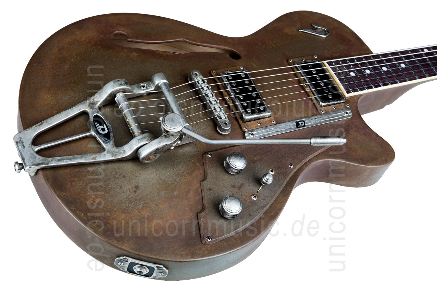 zur Artikelbeschreibung / Preis E-Gitarre DUESENBERG STARPLAYER TV Custom Shop - Rusty Steel + Custom Line Case