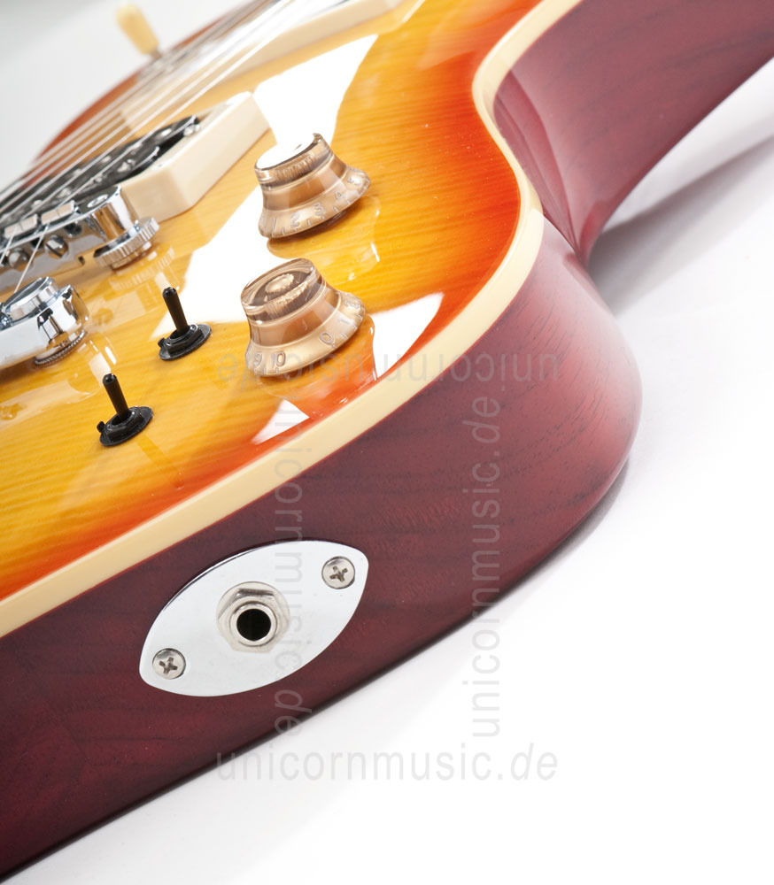 zur Artikelbeschreibung / Preis E-Gitarre FERNANDES RAVELLE ELITE - Honeyburst - Sustainer + Koffer