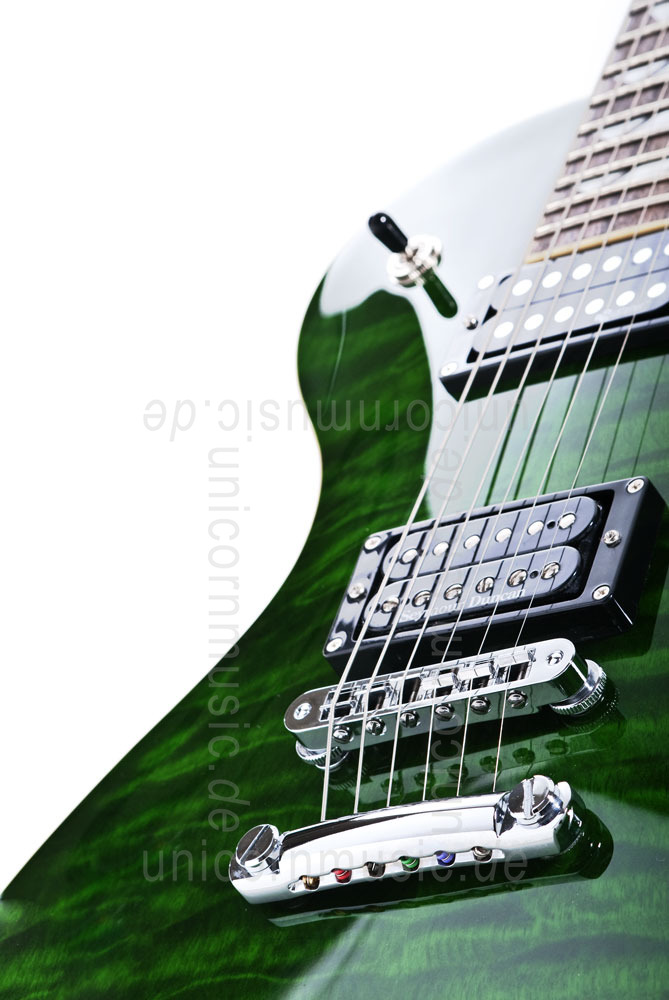 zur Artikelbeschreibung / Preis E-Gitarre FERNANDES RAVELLE ELITE - See Thru Green - Sustainer + Koffer
