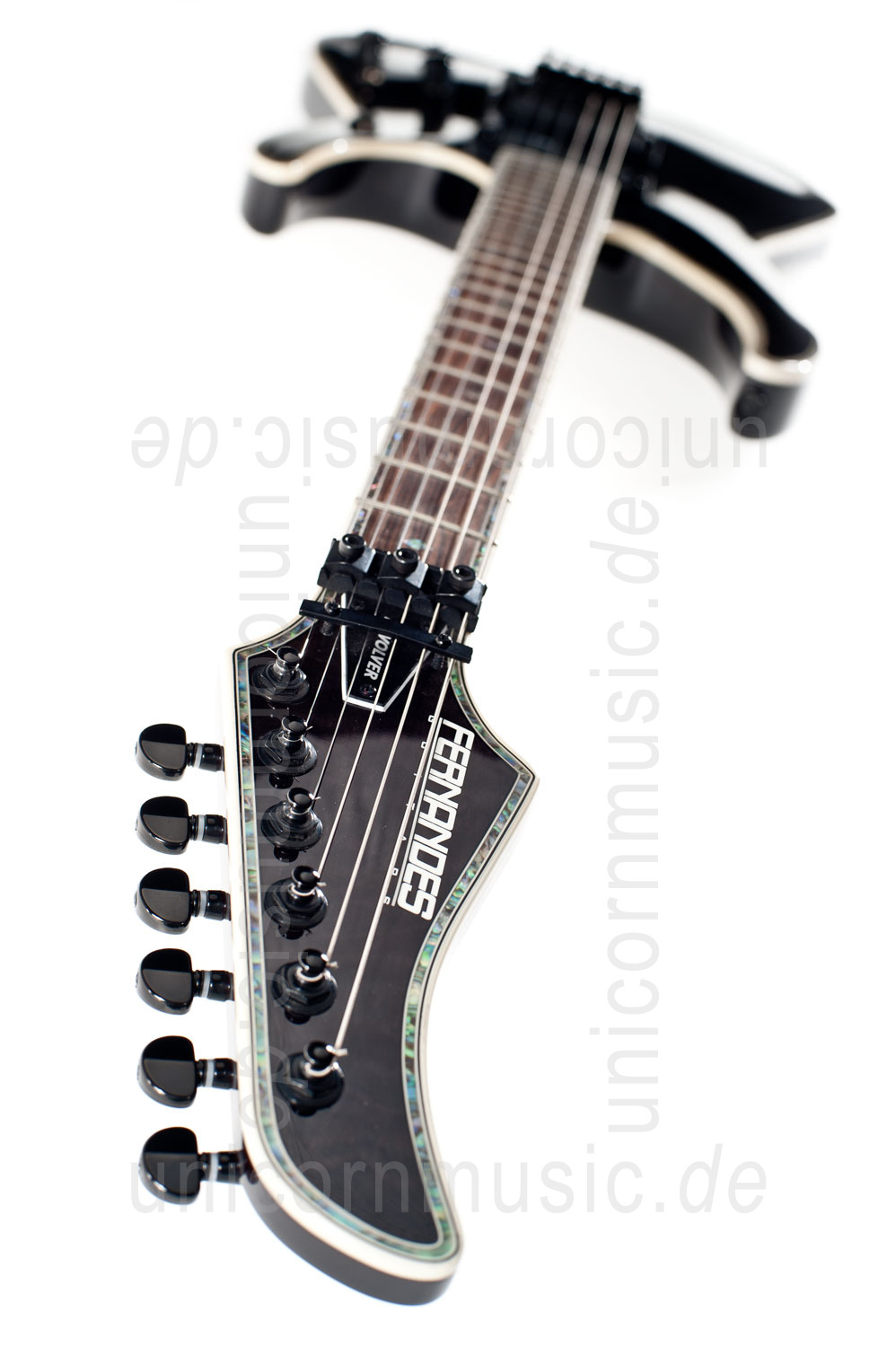 zur Artikelbeschreibung / Preis E-Gitarre FERNANDES REVOLVER ELITE - See Thru Black - Floyd Rose - Sustainer + Tasche