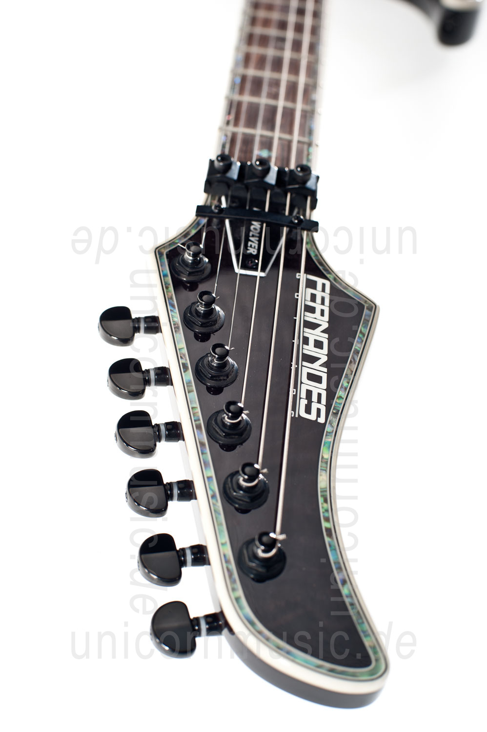 zur Artikelbeschreibung / Preis E-Gitarre FERNANDES REVOLVER ELITE - See Thru Black - Floyd Rose - Sustainer + Tasche