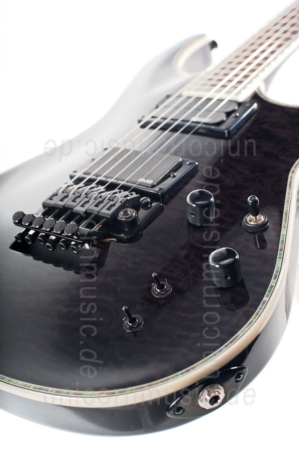 zur Artikelbeschreibung / Preis E-Gitarre FERNANDES REVOLVER ELITE - See Thru Black - Floyd Rose - Sustainer + Tasche