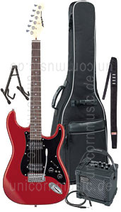 zur Detailansicht E-Gitarren Set ARIA STG-005 in Candy Apple Red + Roland Micro Cube + Tasche + Gurt + Kabel + Ständer
