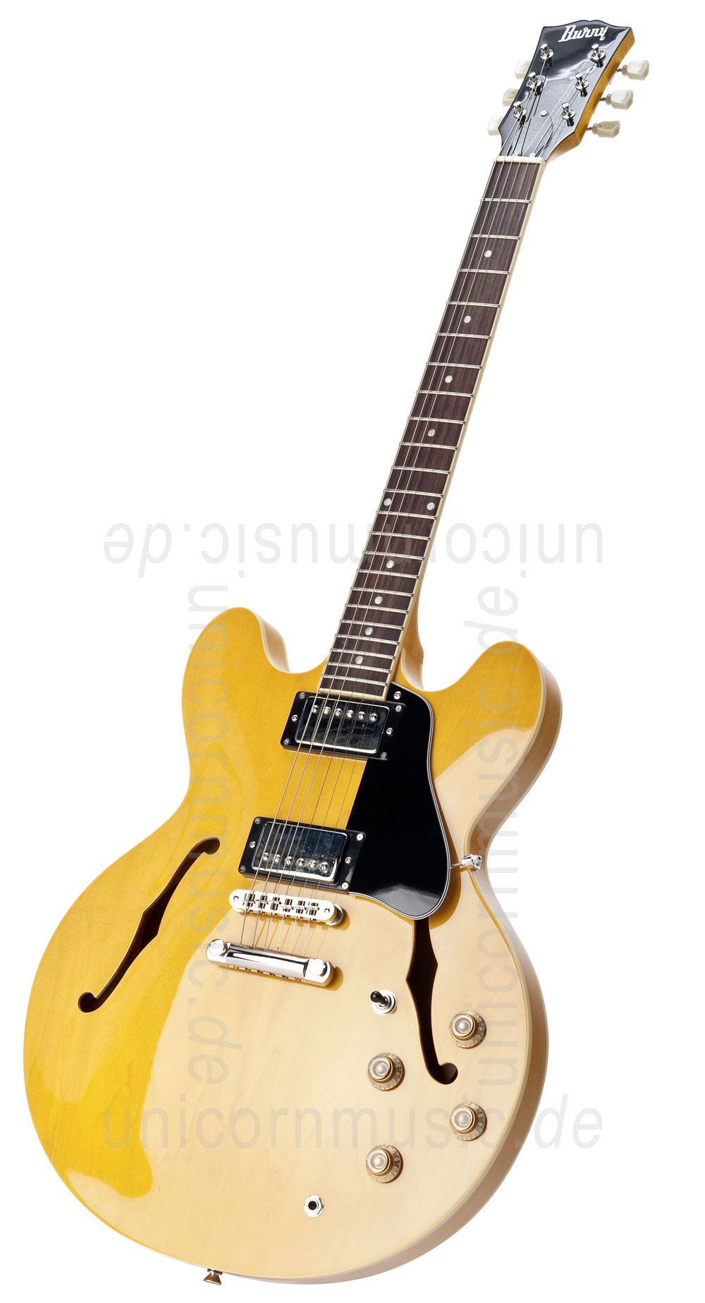 zur Artikelbeschreibung / Preis Halbresonanz Jazz-Gitarre BURNY RSA-65-VN Vintage Nature + original Koffer