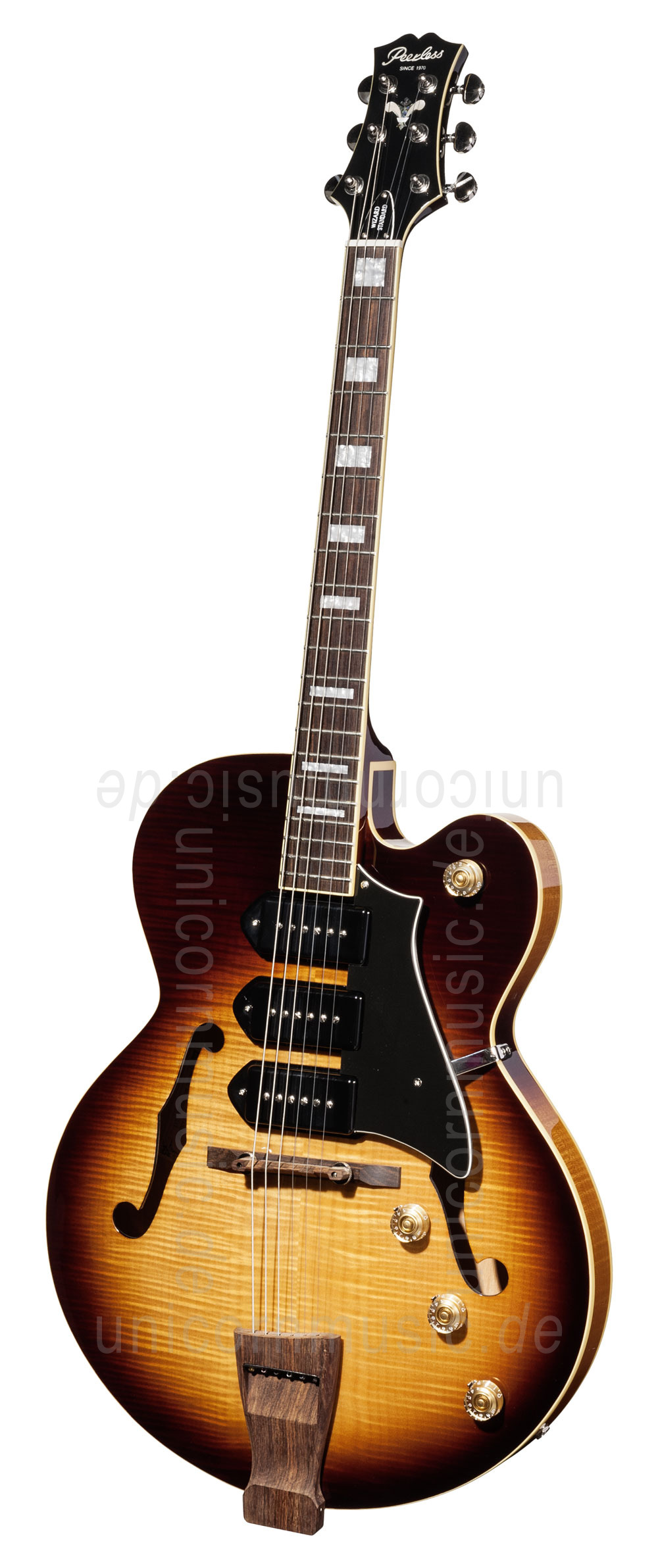 zur Artikelbeschreibung / Preis Halbresonanz Jazz-Gitarre - PEERLESS WIZARD STANDARD + Koffer