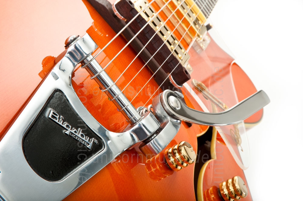 zur Artikelbeschreibung / Preis Vollresonanz Jazz-Gitarre - PEERLESS TONEMASTER PLAYER Orange + Koffer